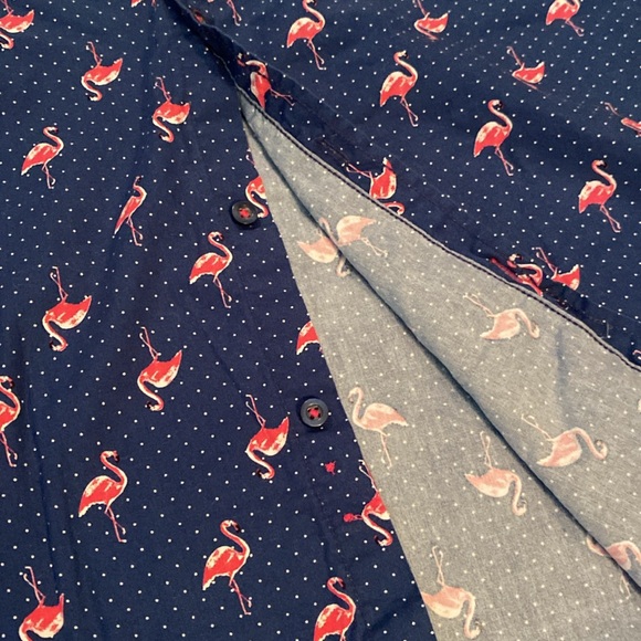 The CUTEST🦩🦩🦩 Flamingo Button-down Shirt L Geometrix Slim Fit Drill - Picture 3 of 10